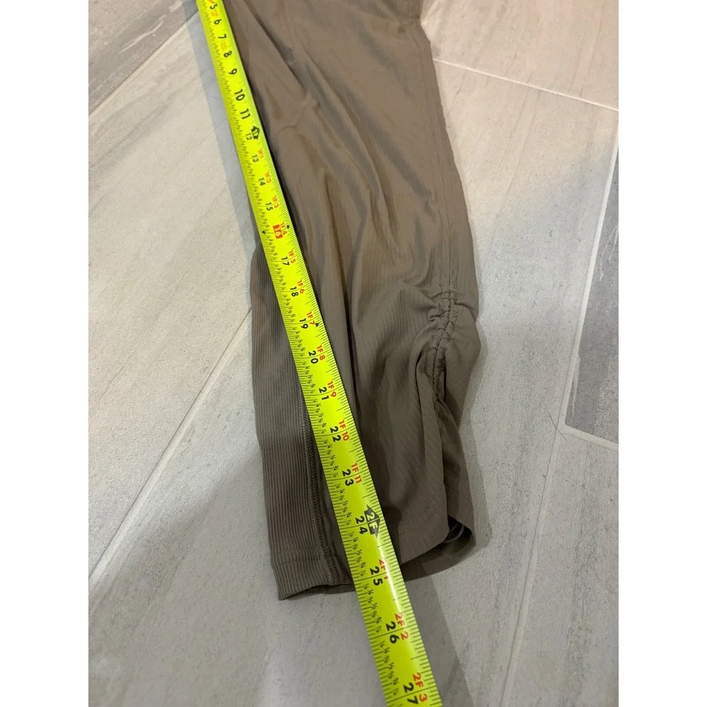 New Lululemon Dance Studio MR Crop Pants Taupe Ribbed Waist Drawstring Sz 2 $138